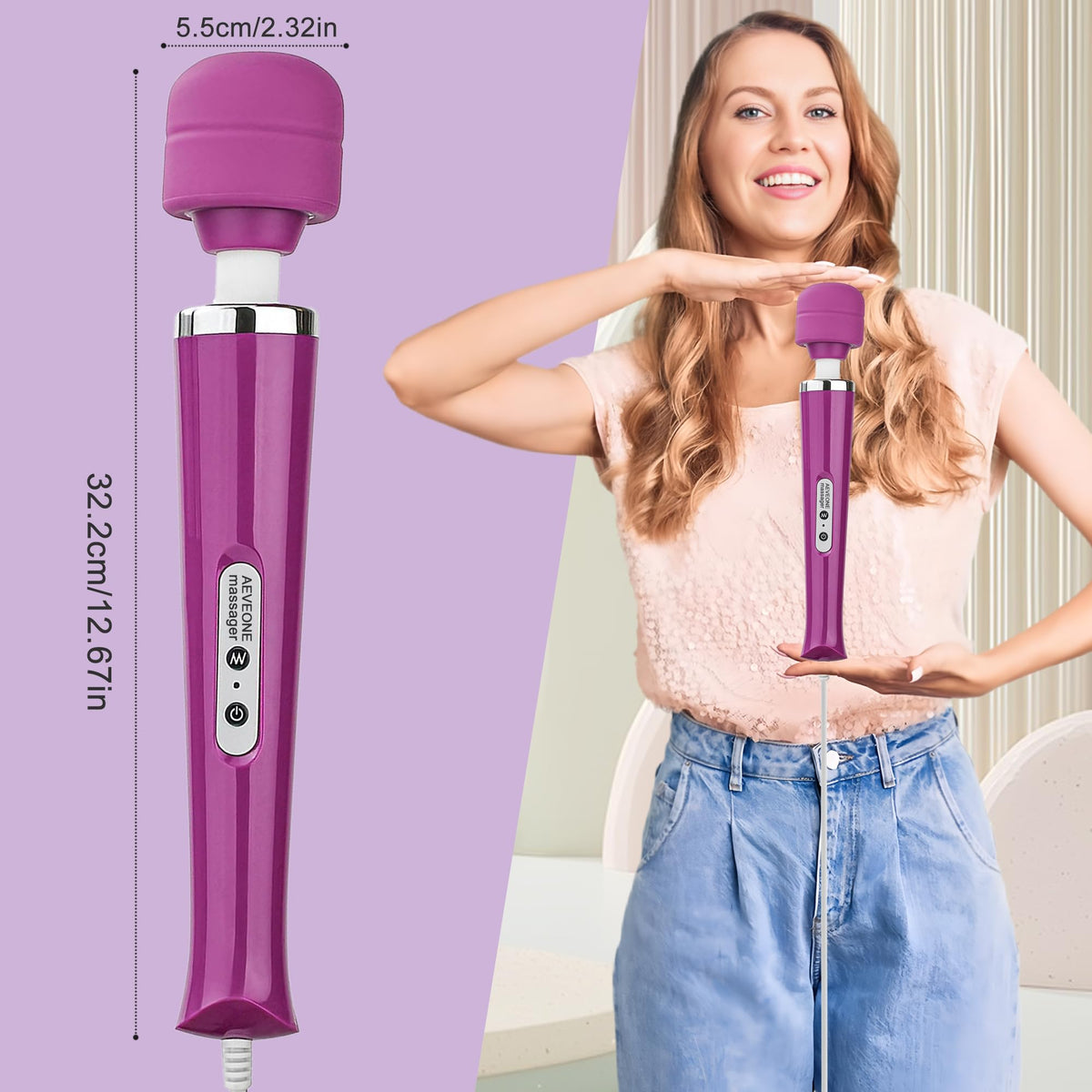 AEVEONE Wired Powerful Handheld Wand Massager Strong - AEVEONE Official Imagery - 3