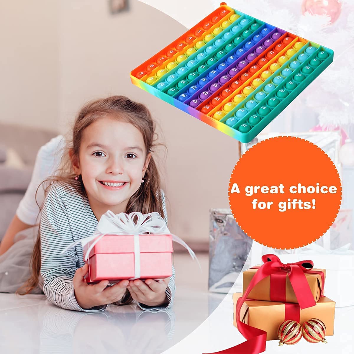 AK-SHIP 7.8in Big Size P0pp Math Toys , Rainbow Square Fidget Tto - AK-SHIP Official Product View 5