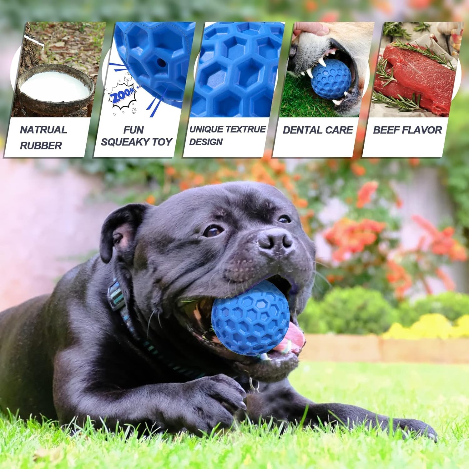 Putago squeaky dog ball for aggressive chewers, large and medium breed, durable and indestructible dog toy for active pets