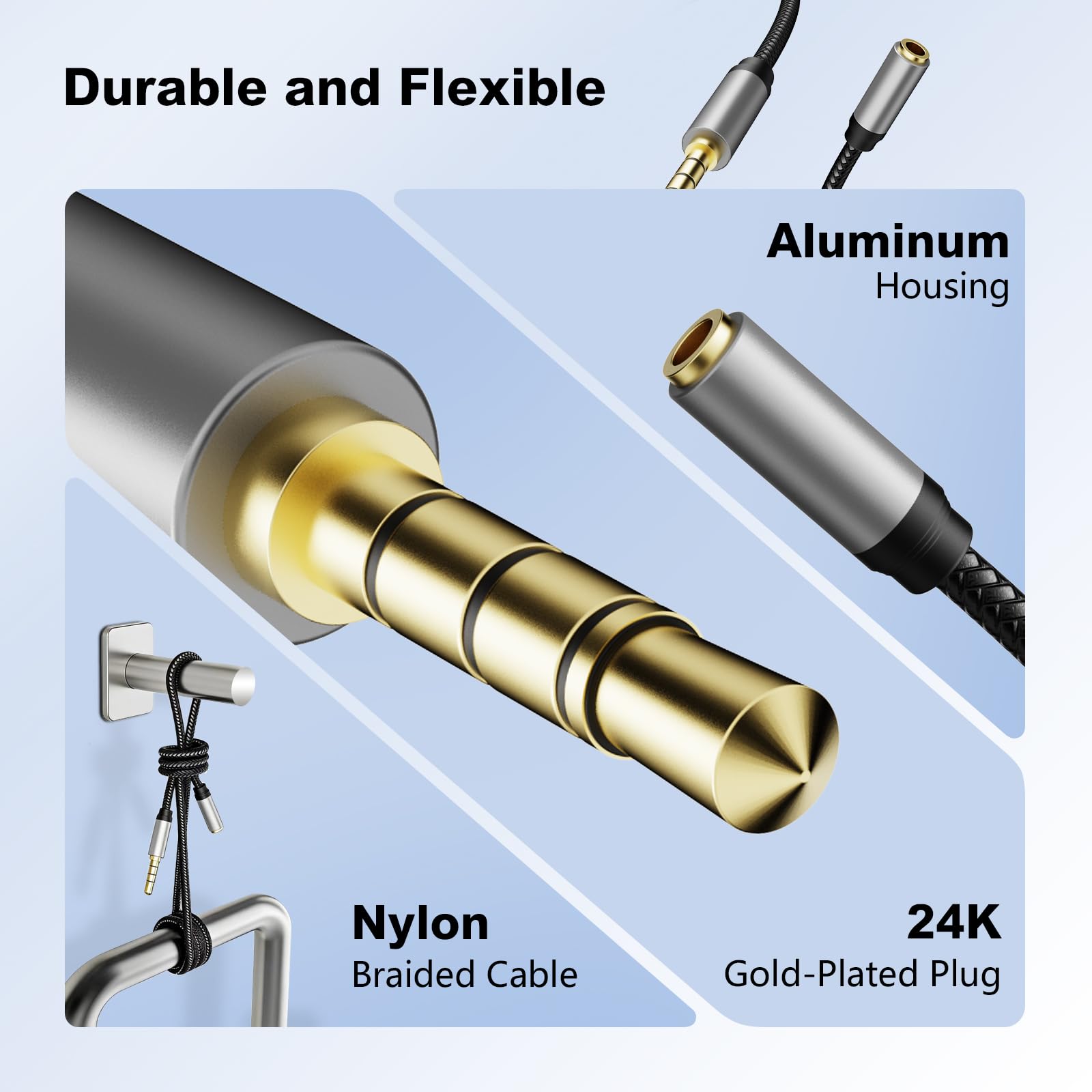 Jelly Tang Audio Mic Extension Cable 6Ft,3.5mm Aux Headphone Exte by Jelly Tang - Angle View 2