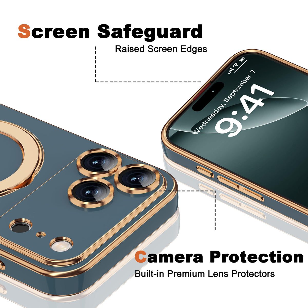 Plating Phone Case for iPhone 17 Pro with Stand 6 3 Grey - ETPESOK Official Imagery - 8