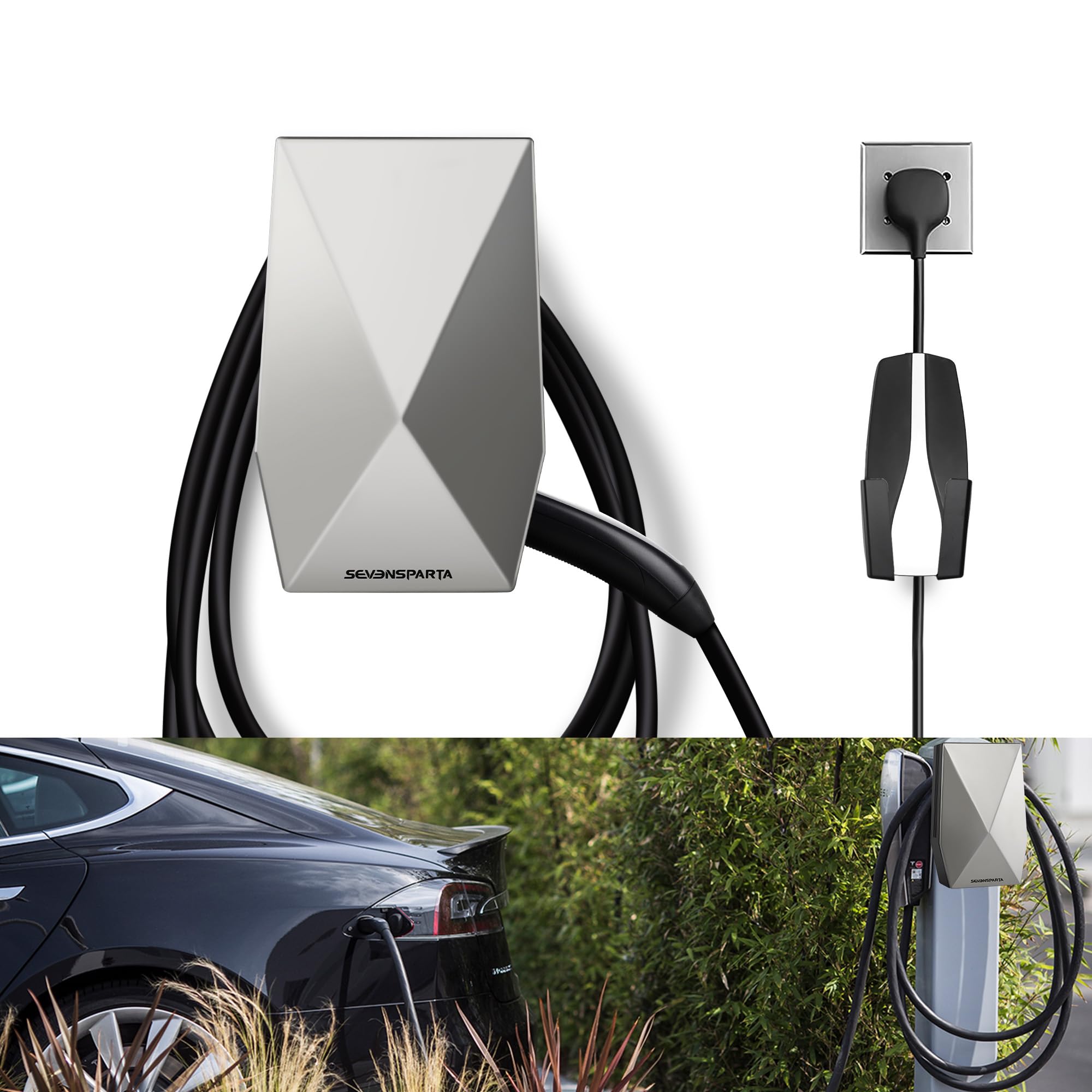 SEVEN SPARTA Charging Cable Holder Wall Mount for Tesla Charger, Black - SEVEN SPARTA Official Product View 10