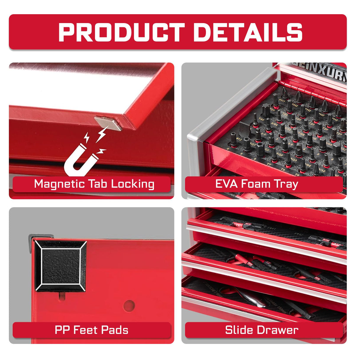 Geinxurn 103PCS Impact Screwdriver Bit Set in 3 Drawer Steel - GEINXURN Official Imagery - 4