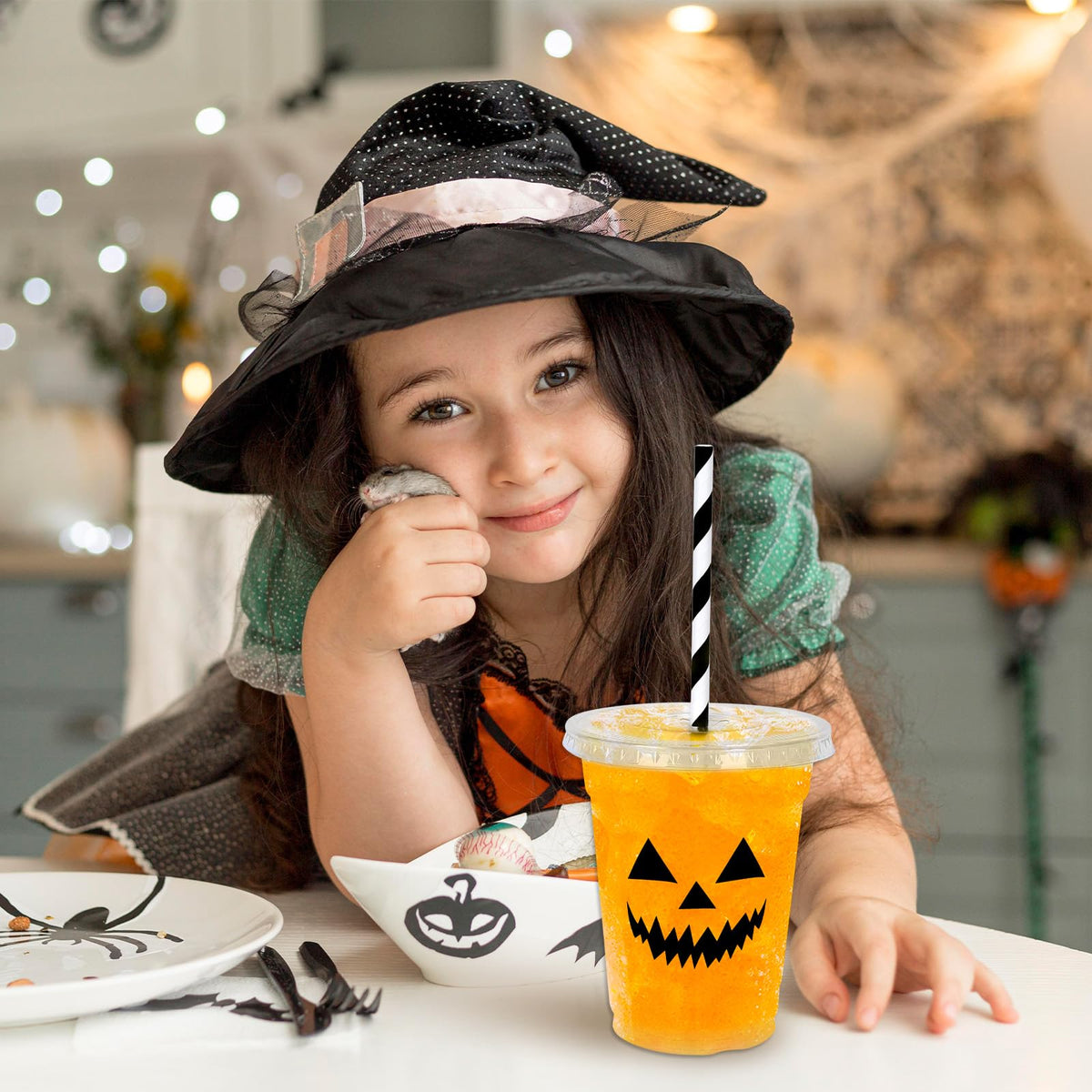 Whaline 60Pcs Halloween Disposable Plastic Cups with Lids - Whaline Official Imagery - 6
