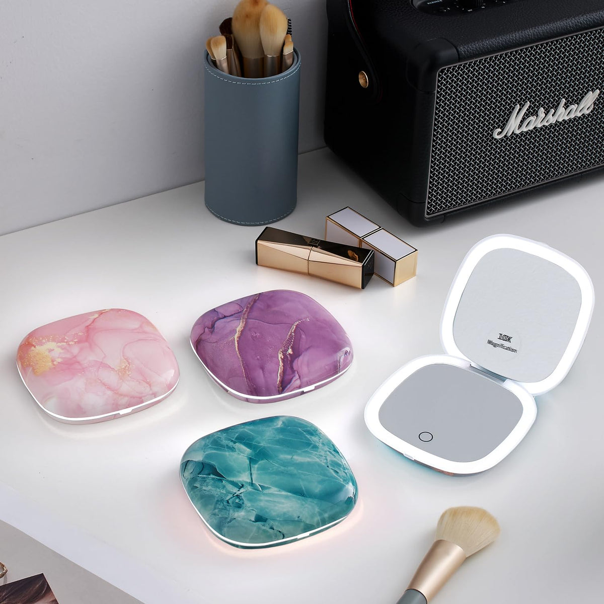 Compact Mirror with Light 4 Inches Compact 1x 10x Magnifying - Mocado Official Imagery - 3