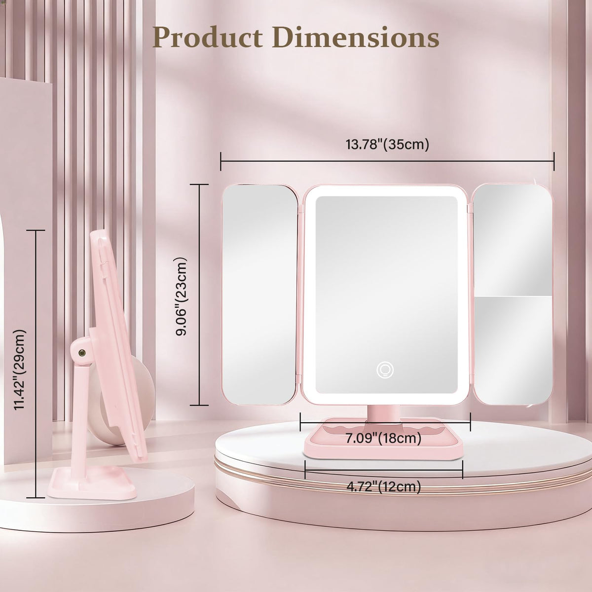 Makeup Mirror with Lights 1X 2X 3X Magnification - Jesmaikor Official Imagery - 3