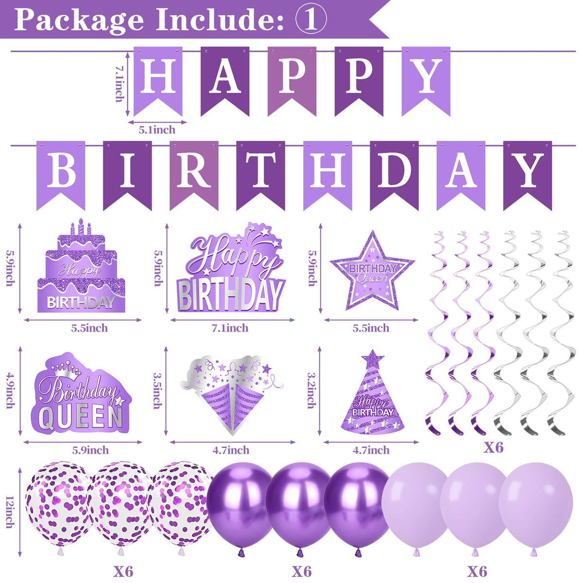 Purple Birthday Decorations for Women Girls Birthday Queen - Eiurteao Official Imagery - 4