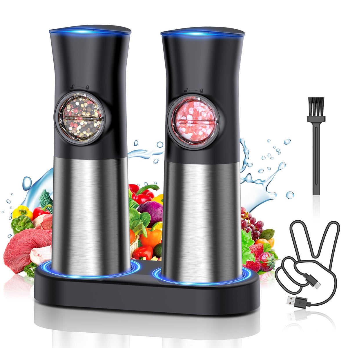 Gravity Electric Salt and Pepper Grinder Set USB - FAOGO Official Imagery - 1