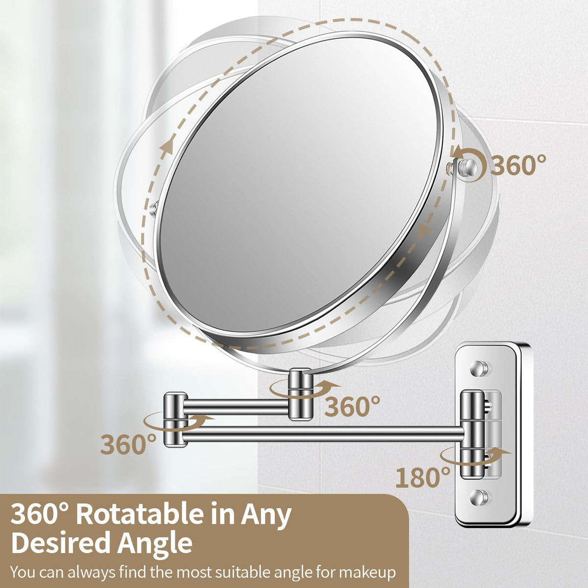 BTremary 9 Large Wall Mounted Makeup Mirror 1X 7X Double - BTremary Official Imagery - 3