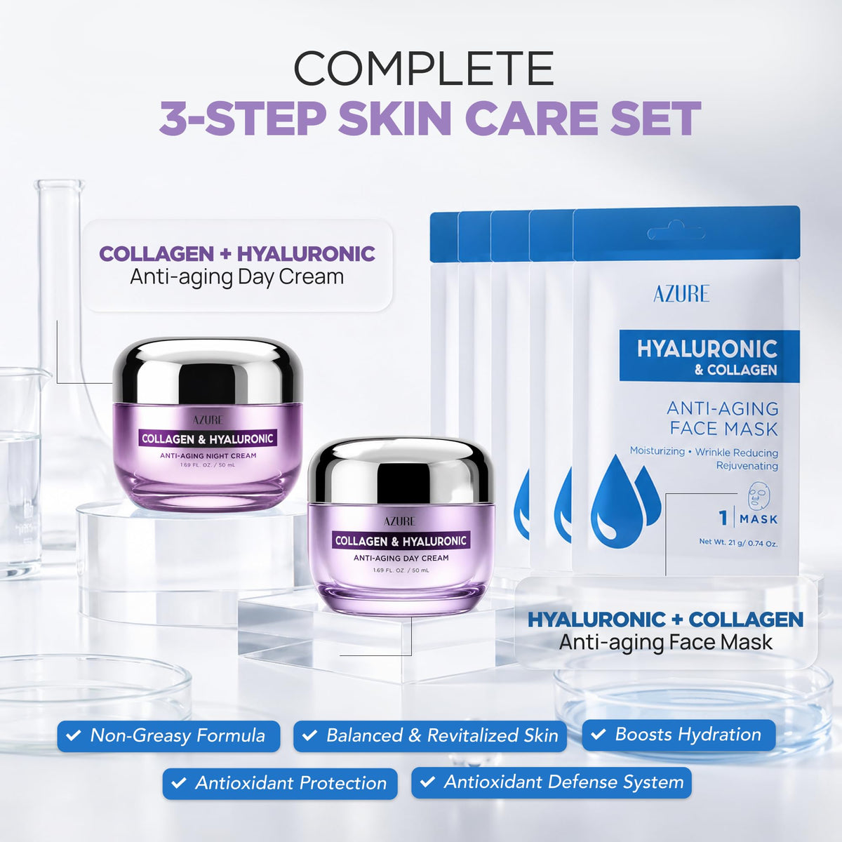Azure Hyaluronic Acid Collagen Korean Skin Care Set - Azure Cosmetics Official Imagery - 8