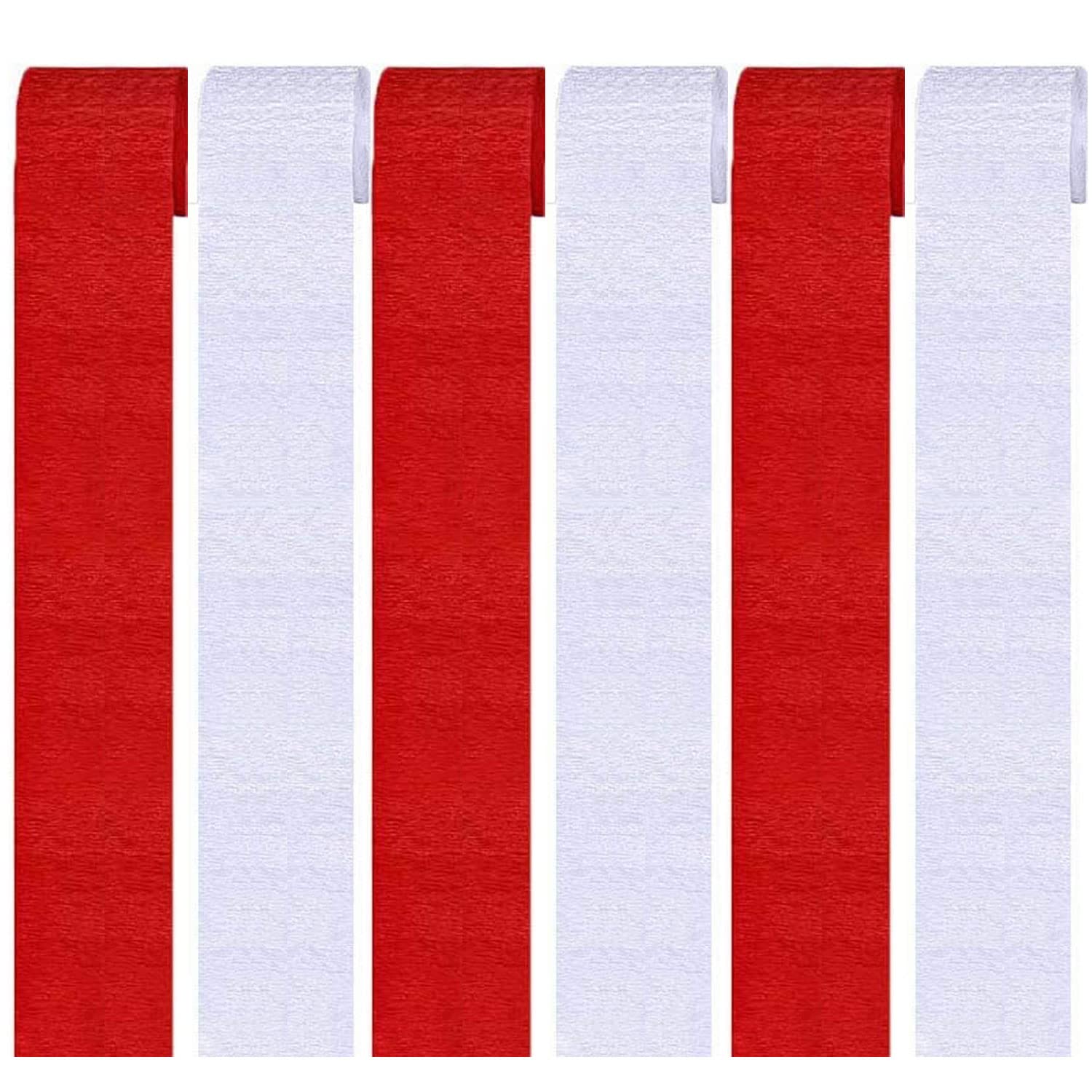 Red and White Crepe Paper Streamers Party Streamer Decorations - - Product Imagery