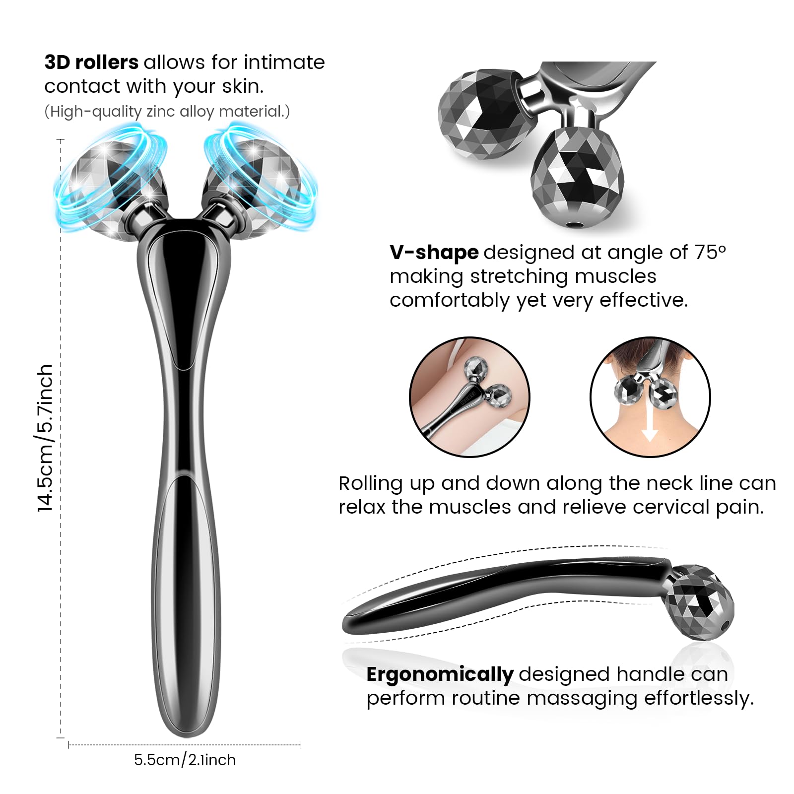 SZMDLX 3D Face Roller Dual Rotating Facial Body Massager
