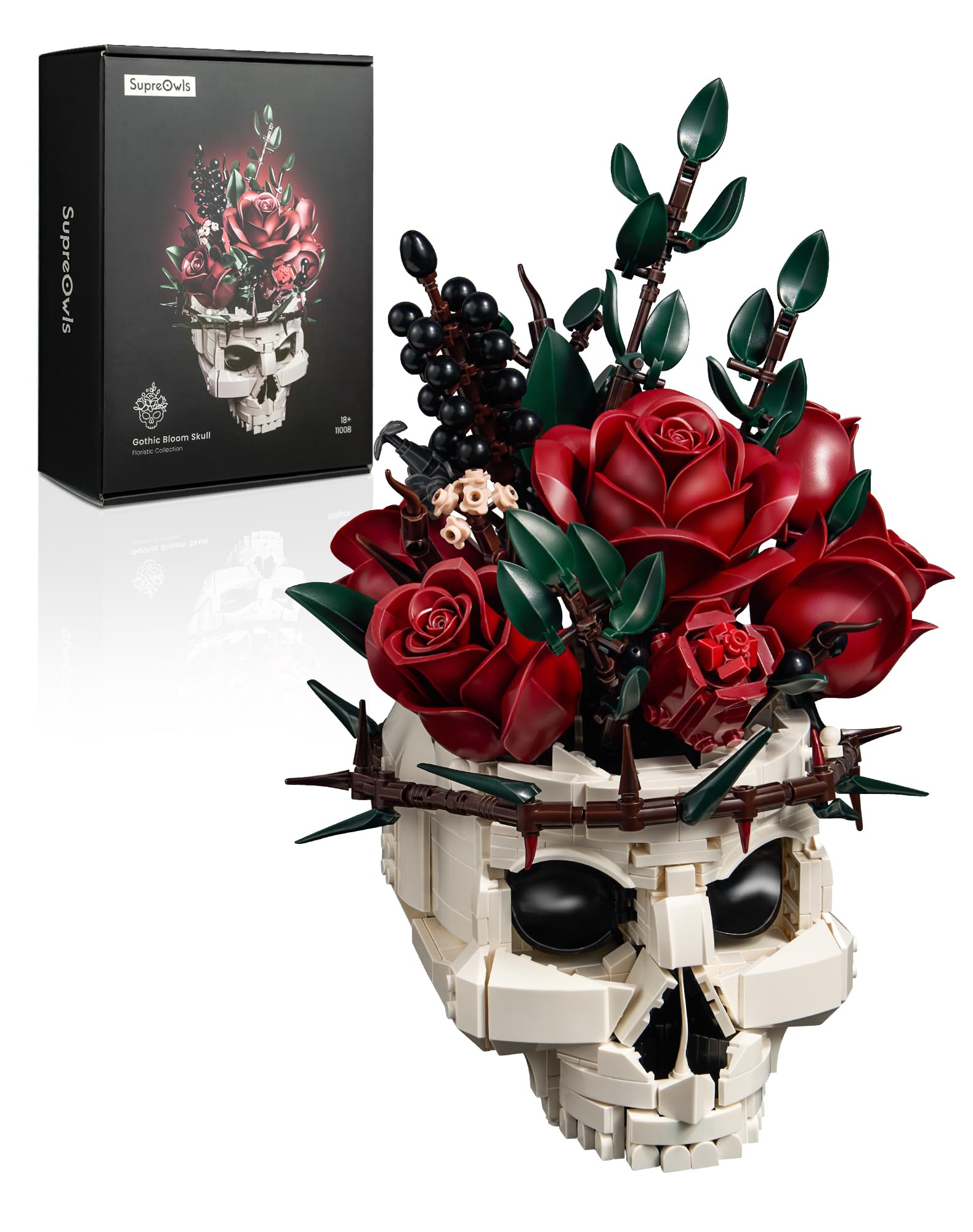 iATOM Skull Roses Flower Bouquet Building Set, Botanical - Product Imagery