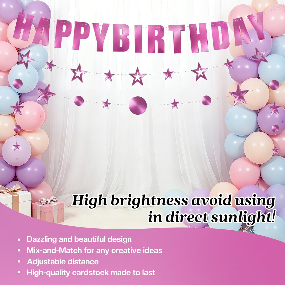 Pink Iridescent Party Supplies Holographic Birthday - CQQLMQQD Official Imagery - 8