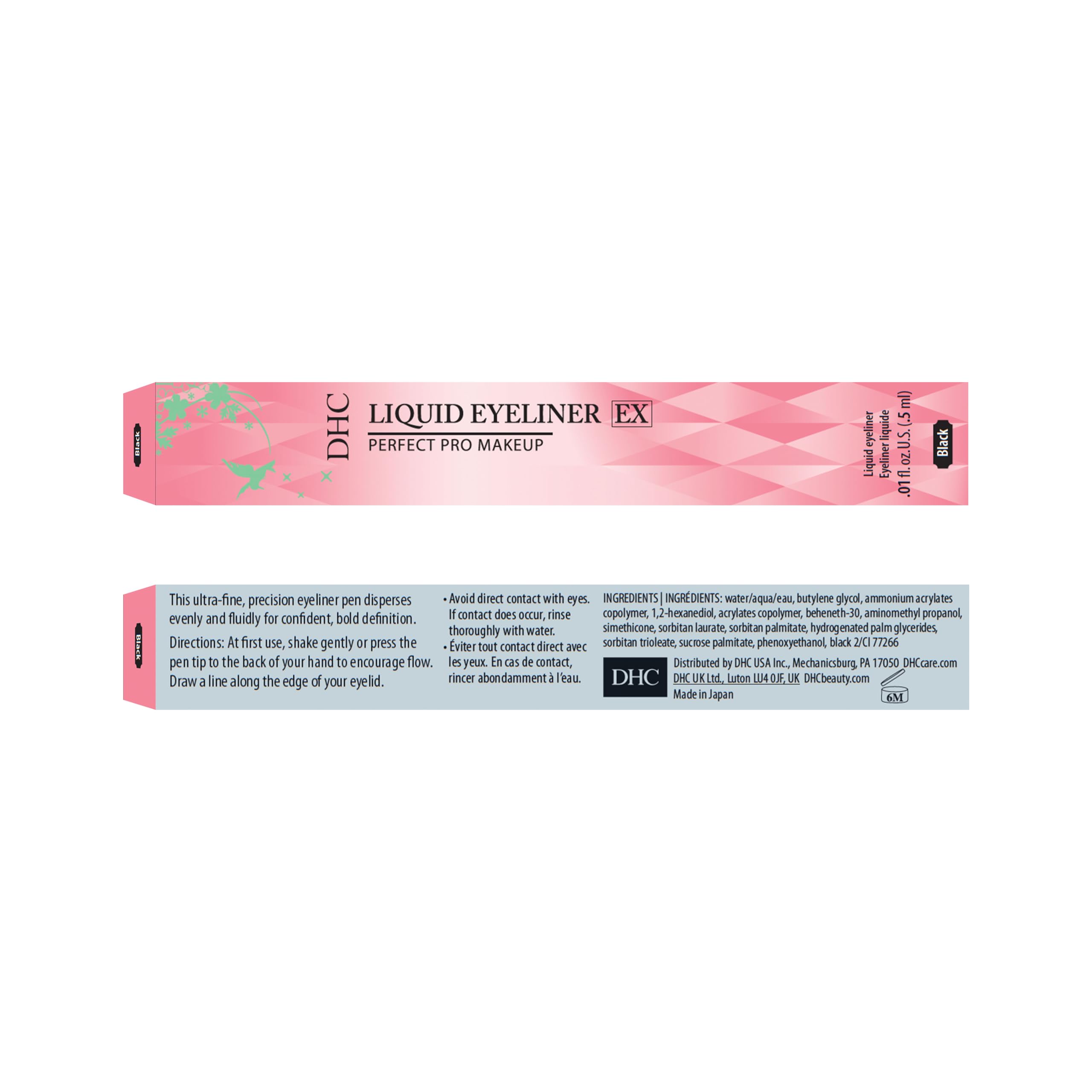 DHC Liquid Eyeliner EX, Long-wear, Water-Resistant, Fine Tip, Black, 0.01oz