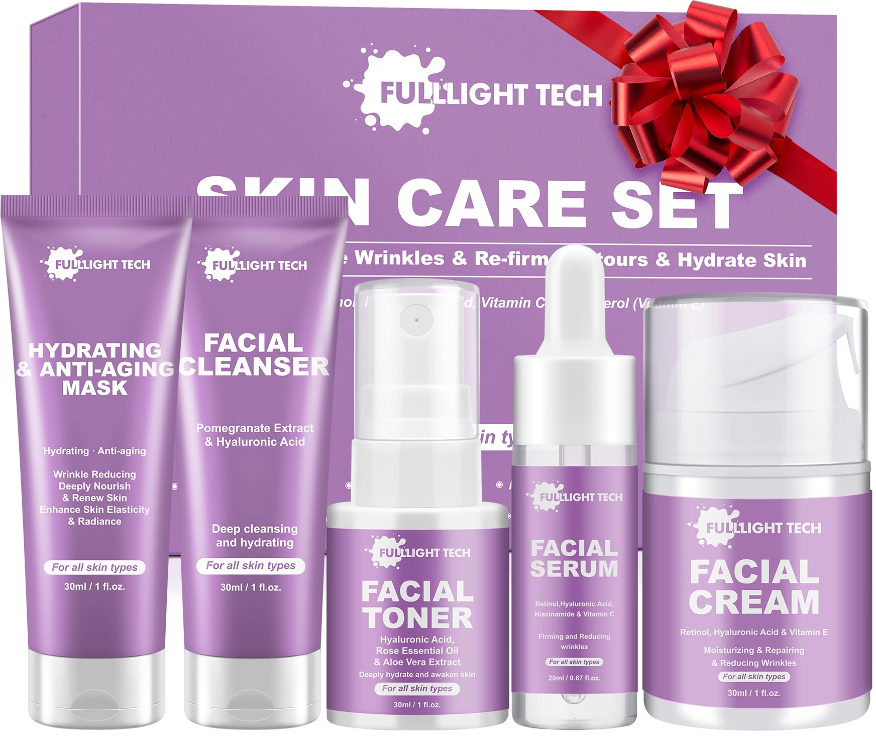 Skin Care Set, 5-Piece Retinol Set, Gentle Hydrate, Smooth &amp; - FULLLIGHT TECH