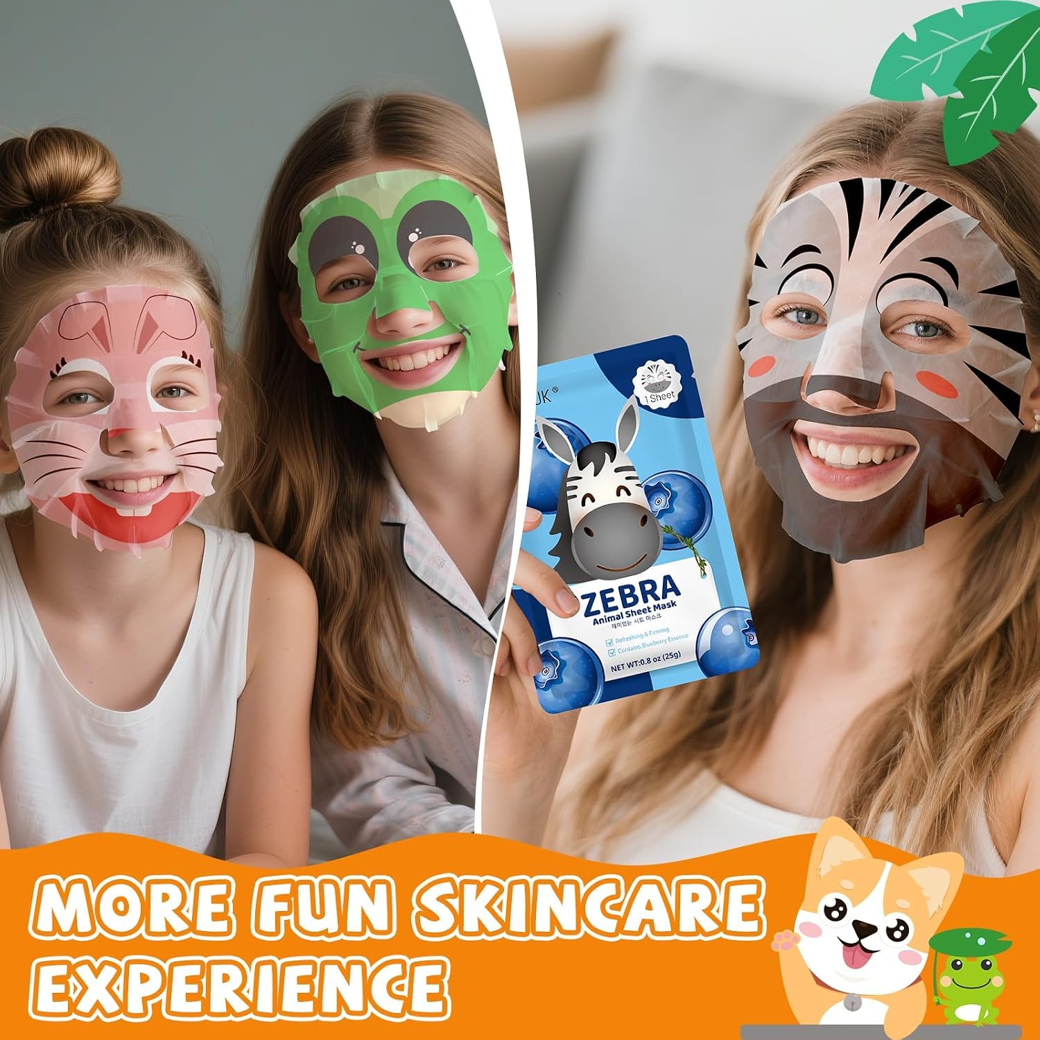 9 Pack Animal Face Masks Skincare for Kids, Spa Party Gifts for - KONEUK
