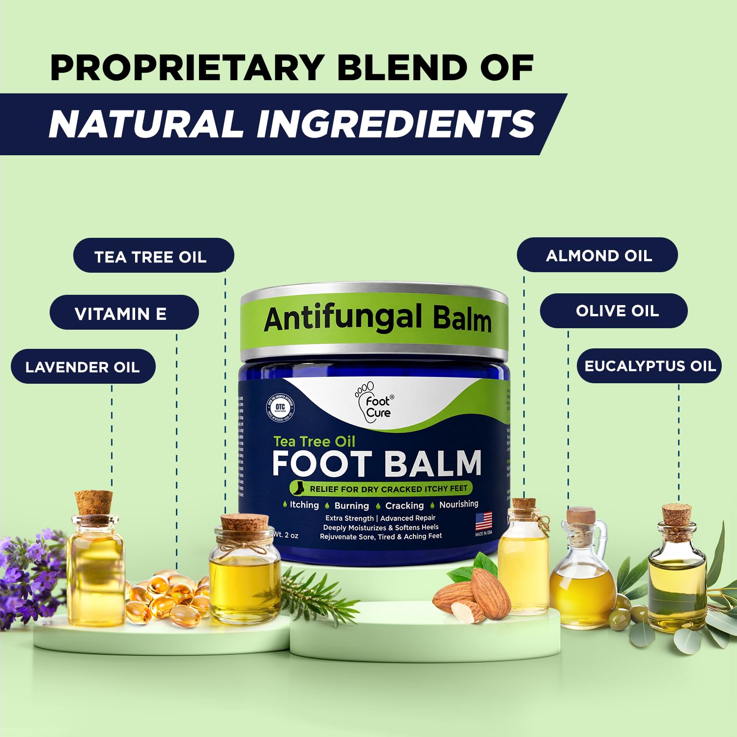 FOOT CURE Tea Tree Oil Foot Balm for Dry Cracked Heels