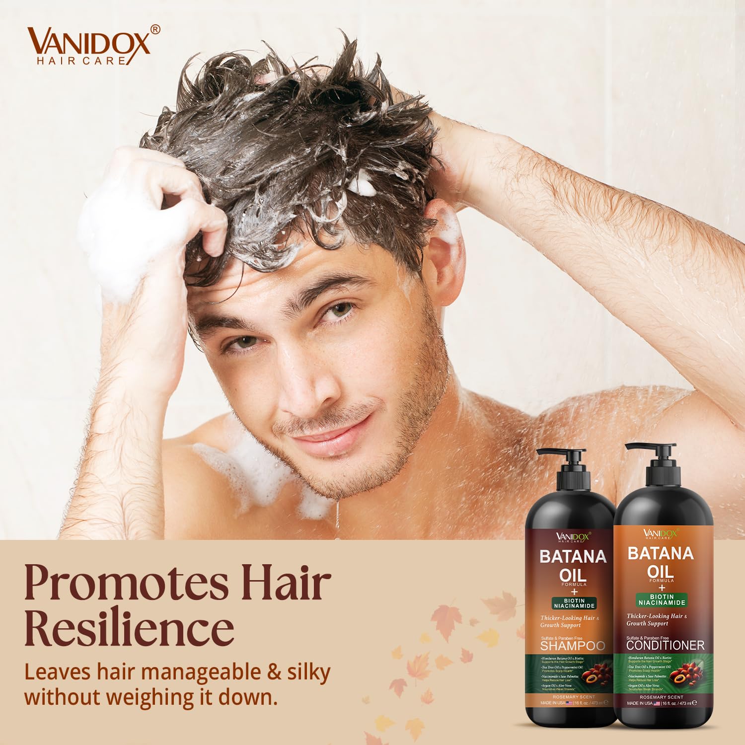 VANIDOX Batana Oil Shampoo and Conditioner Set – Biotin & Niacinamide Infused – - VANIDOX Official Product View 7