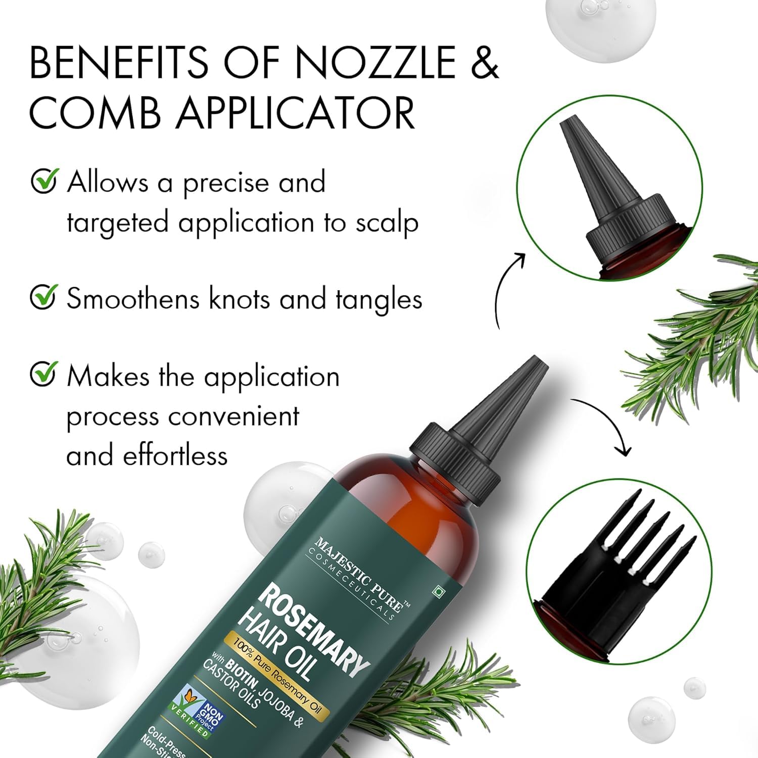 Majestic Pure Rosemary Hair Oil with Biotin - 4 Fl Oz - Majestic Pure Official Product View 6