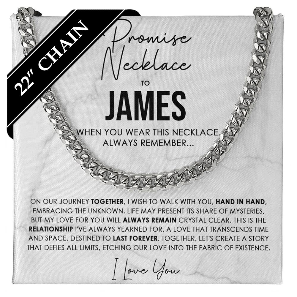 VIRAGIL Personalized Promise Cuban Chain Necklace for Him, - Product Imagery