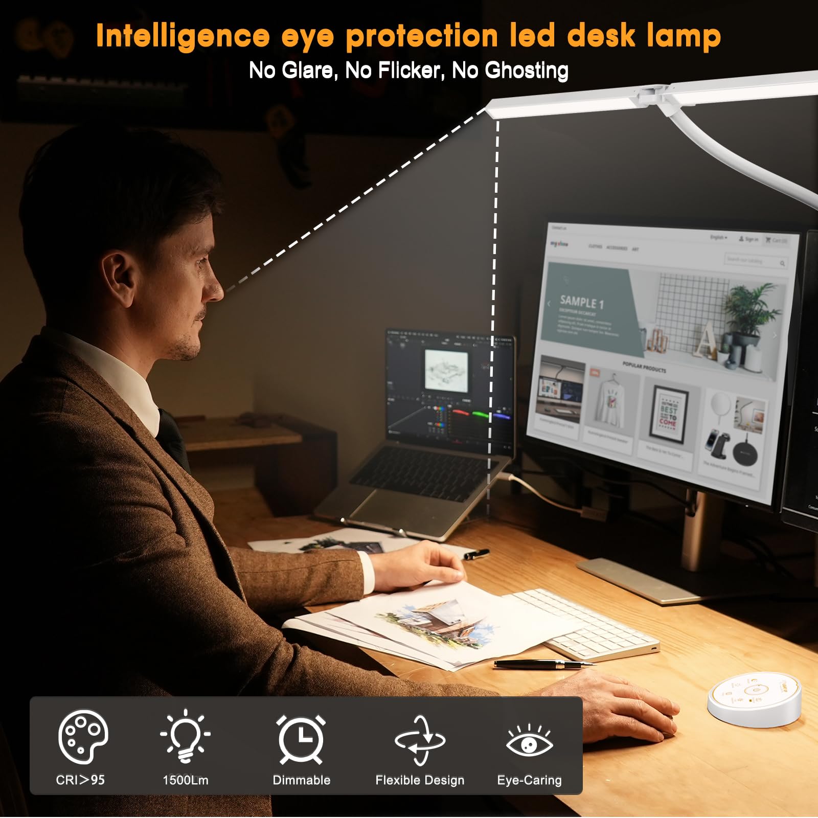 Pzloz Led Desk Lamp for Office Home - Eye Caring Architect lamp with Clamp,Dual - Pzloz Official Product View 4