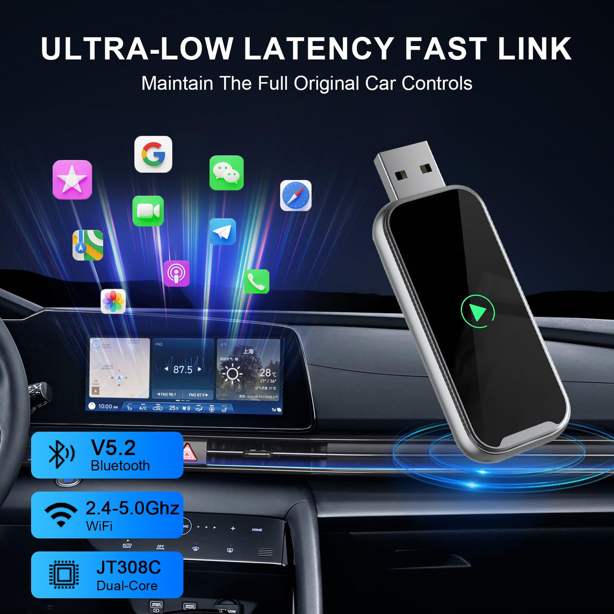 Wireless CarPlay Adapter 2 in 1 Wired to Wireless CarPlay - Qidoubird Official Imagery - 6