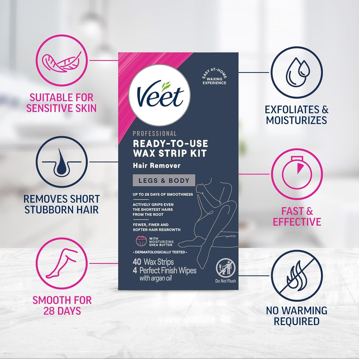 VEET Ready To Use Waxing Kit For Women Wax Strips For Body - Veet Official Imagery - 4
