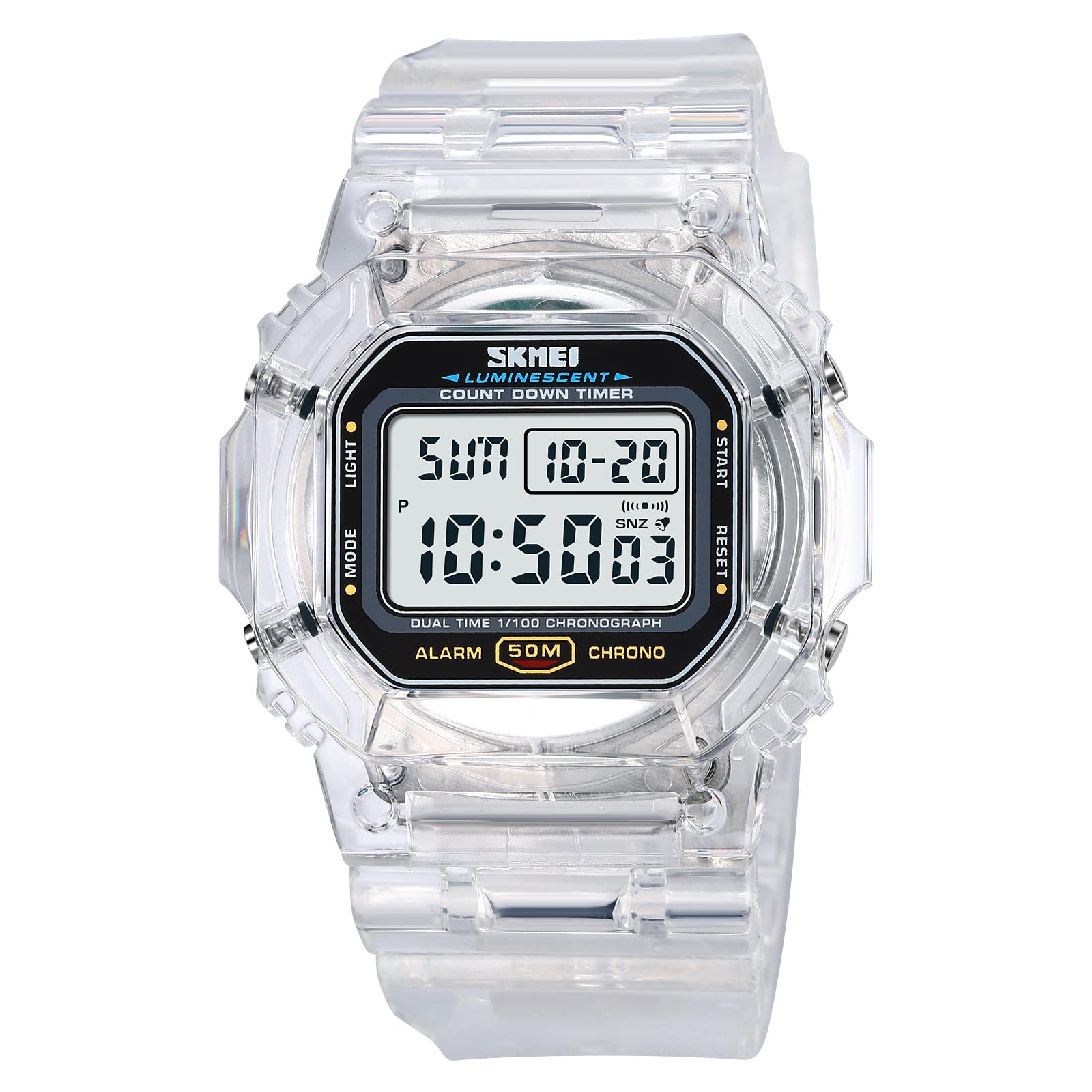RNONDRY Womens Digital Watch Waterproof Men Clear Watches for - Product Imagery