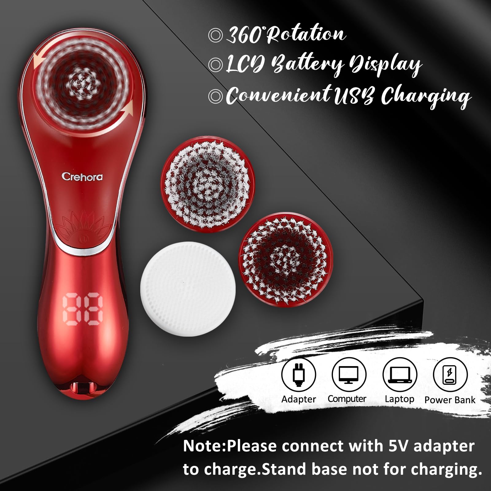 Facial Cleansing Brush Rechargeable Face Scrubber IPX7 - Crehora Official Imagery - 6