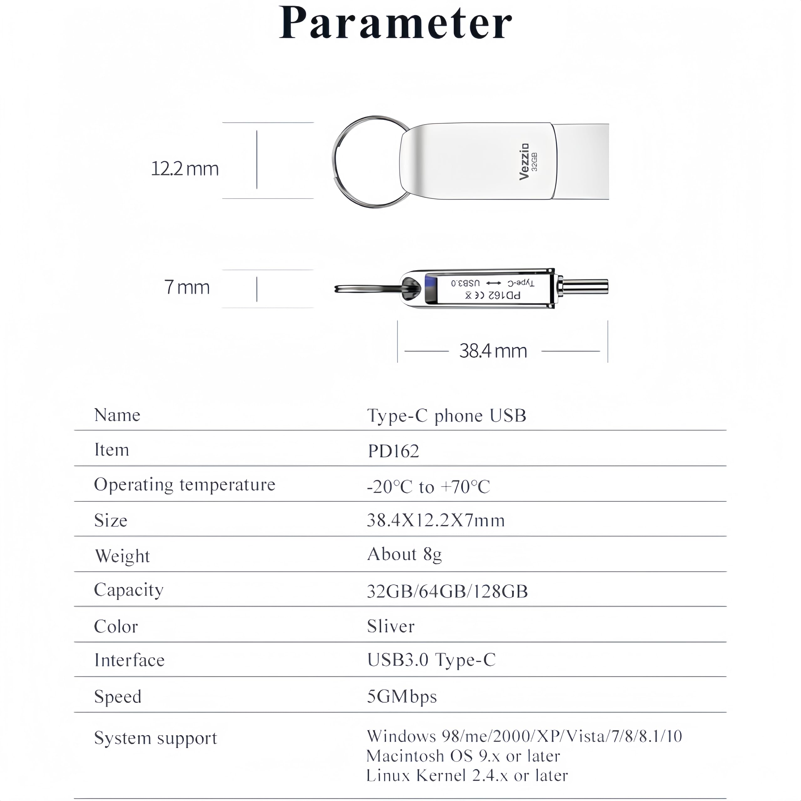 Vezzio 128GB USB C Flash Drive up to 100MB - s & Dual Port USB A&C 3.0 Drive - Vezzio Official Product View 7