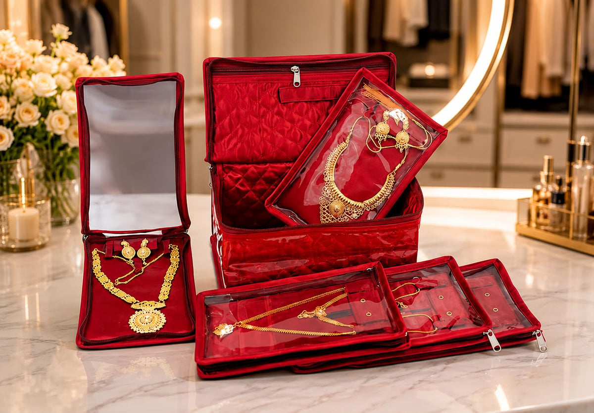 atorakushon Satin Makeup Pouches Cosmetic Necklace Earrings - atorakushon Official Imagery - 4