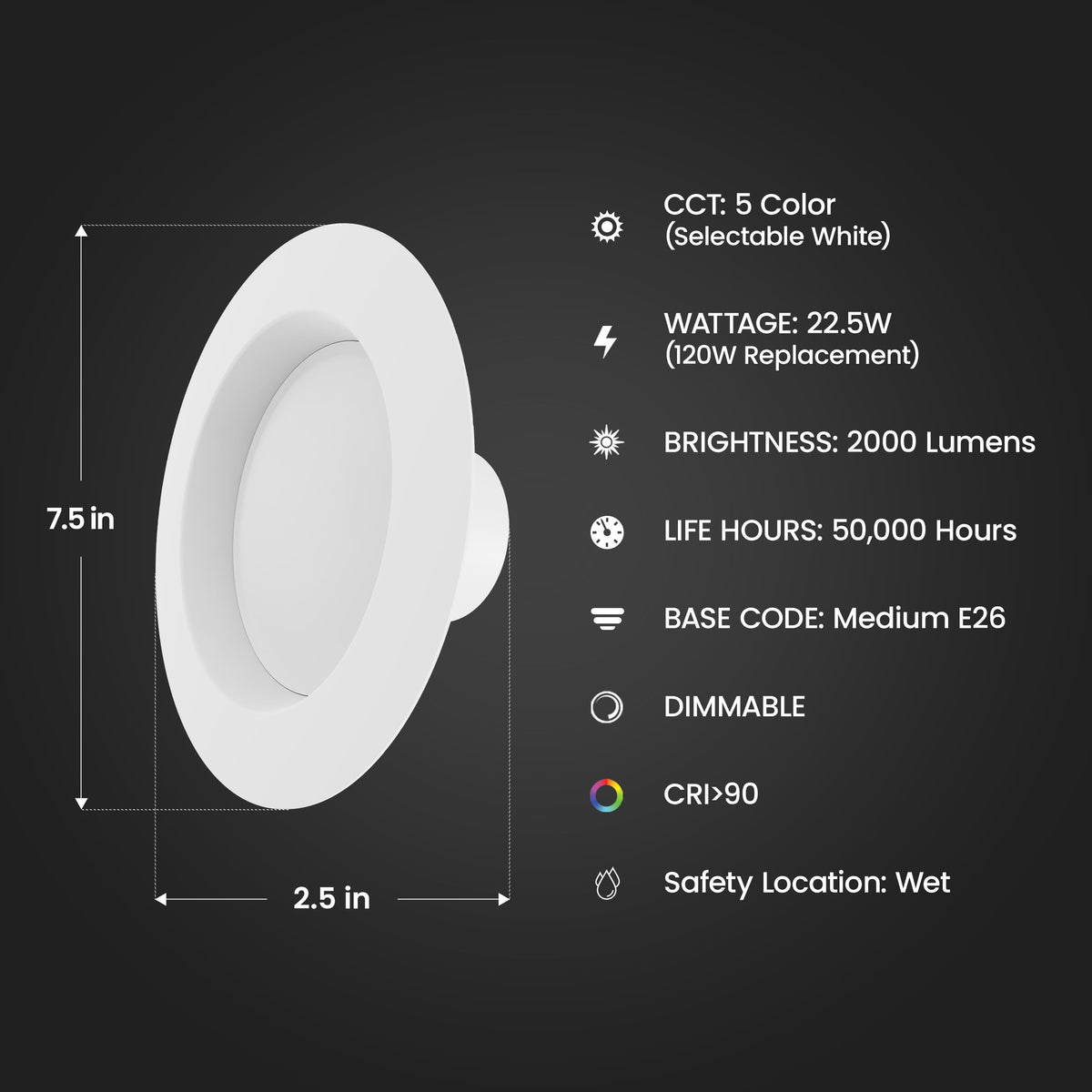 Feit Electric 5 6in LED Recessed Downlight Retrofit Kit 120W - Feit Electric Official Imagery - 4