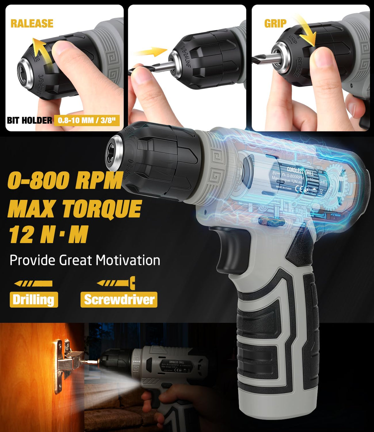 139 Piece Home Tool Kit with 8V Cordless Drill and Storage - Thatool Official Imagery - 8