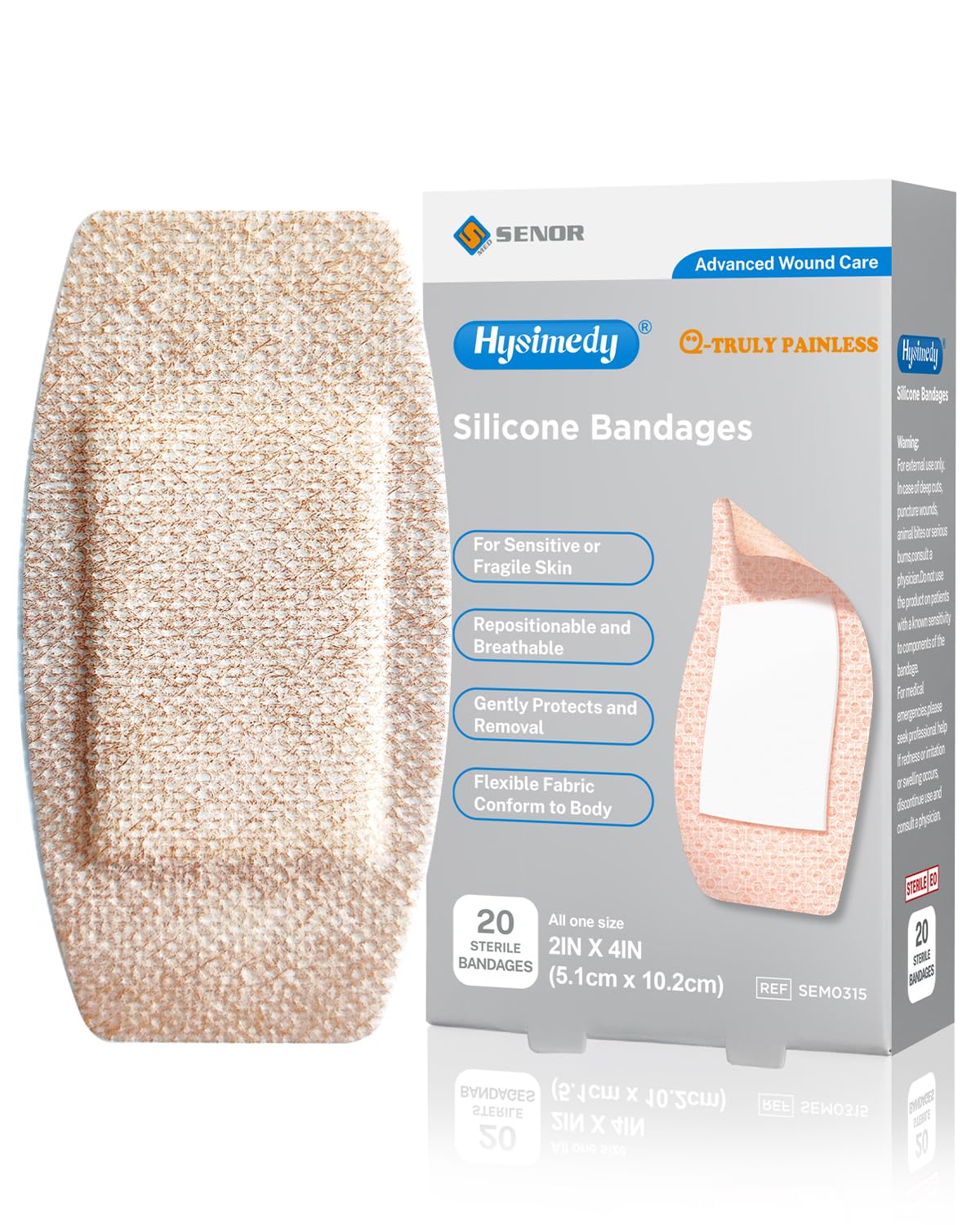 Hysimedy Silicone Bandages for Sensitive Skin 2x4 Inch Painless Removal