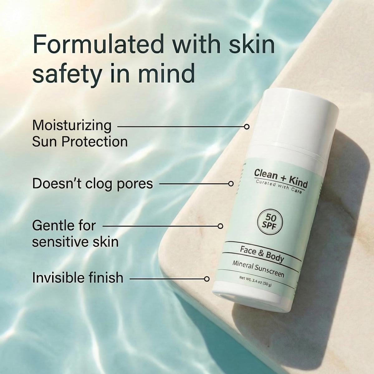 Organic Beef Tallow Sunscreen SPF 50 Zinc Oxide Vanilla - Clean + Kind Official Imagery - 4