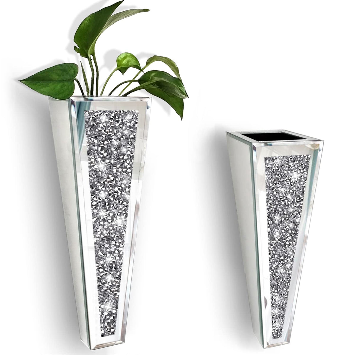Flower Vase Crushed Diamond Mirrored Hanging Planter - XIHACTY Official Imagery - 1