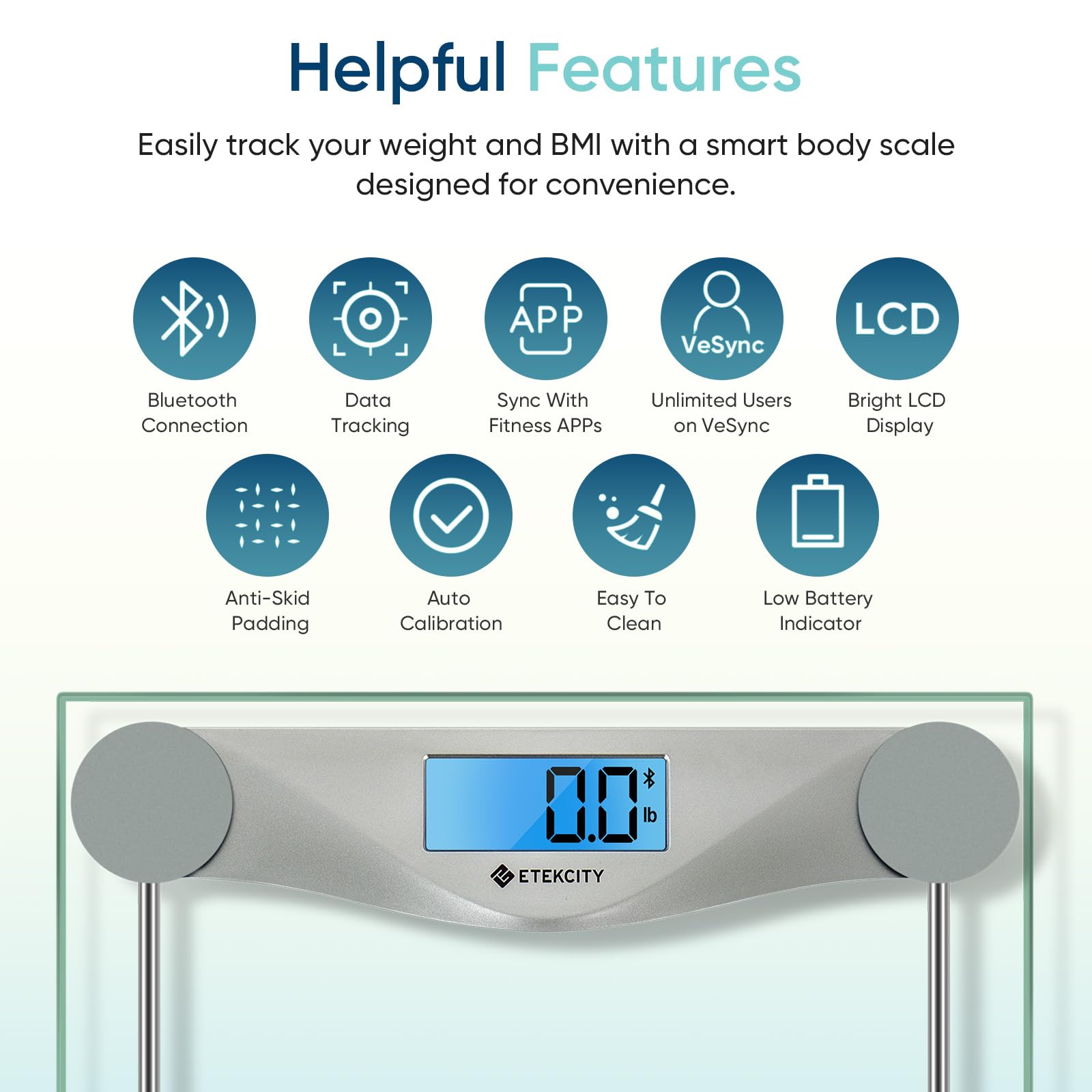 Etekcity Bluetooth Bathroom Scale for Body Weight and BMI, 400 Po - Etekcity Official Product View 6