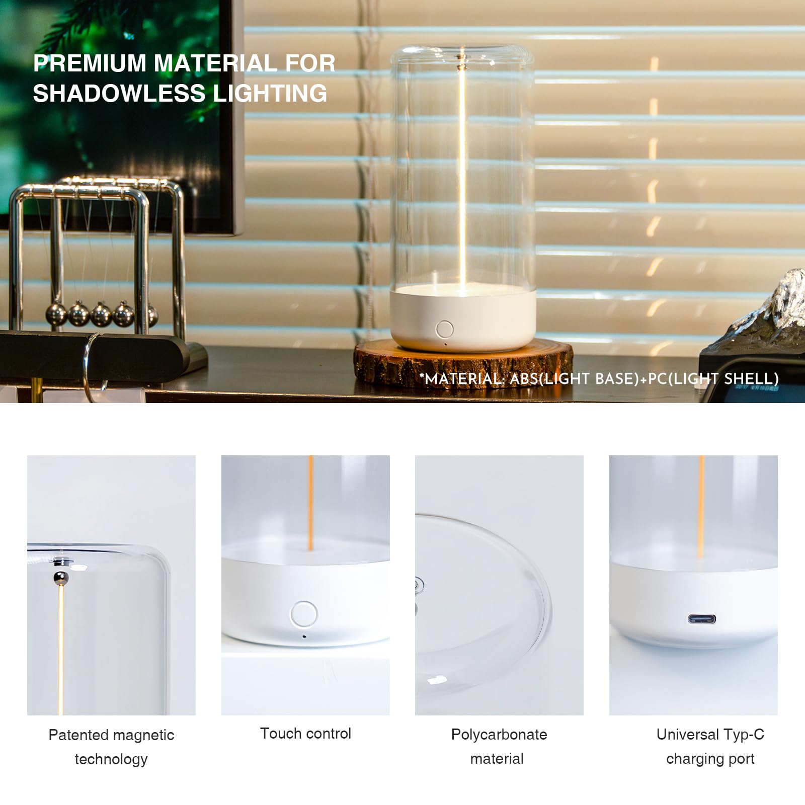 AUGE LIGHT Mini Minimalist Table Lamp, Cordless Lamp, Rechargeable Lam - View 3