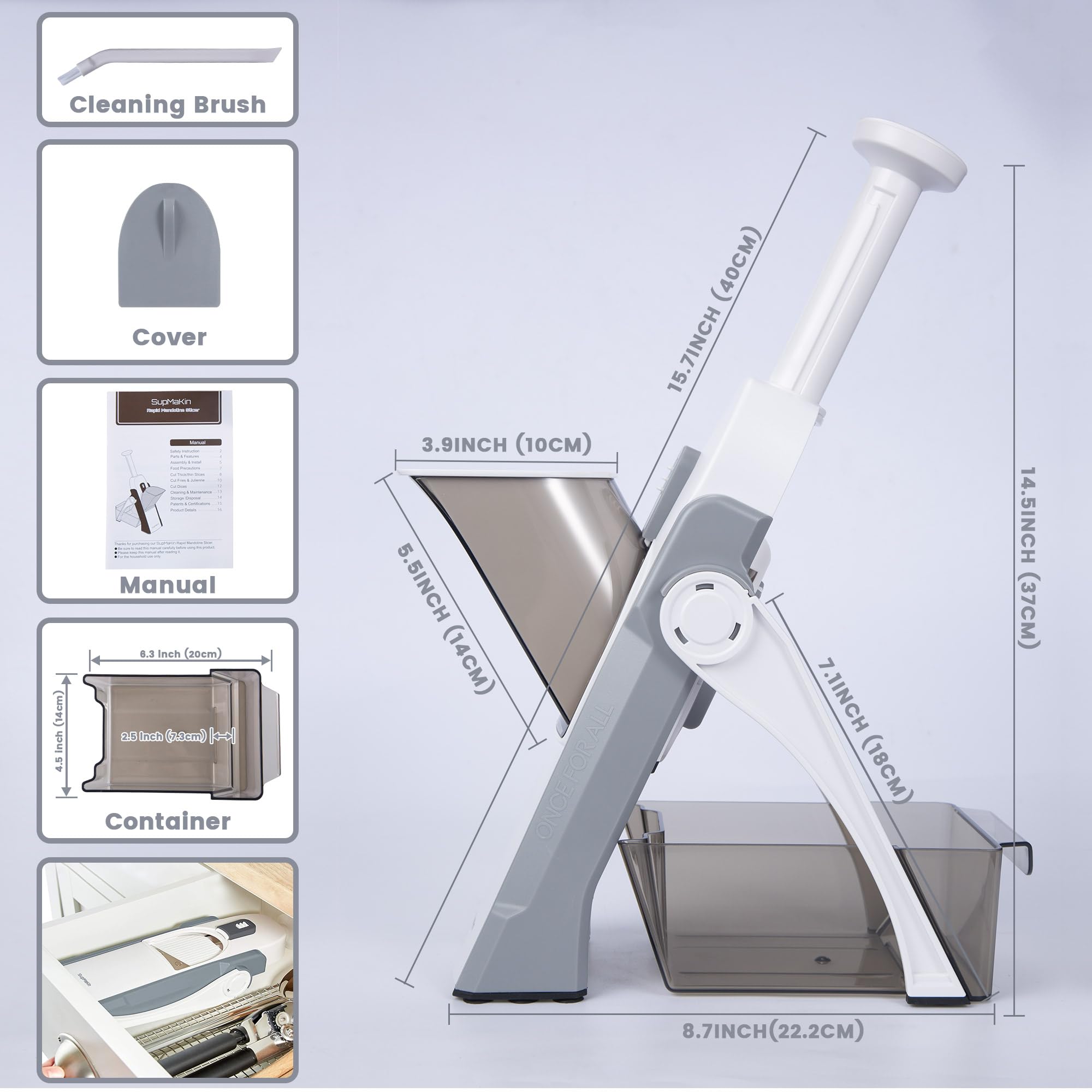 SupMaKin Safe Mandoline Slicer for Kitchen,Adjustable Potato Slic by SupMaKin - Angle View 2