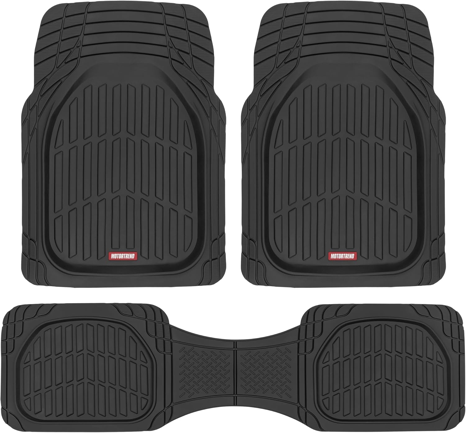 Motor Trend FlexTough Floor Mats for Cars, Black Deep Dish All-Weather
