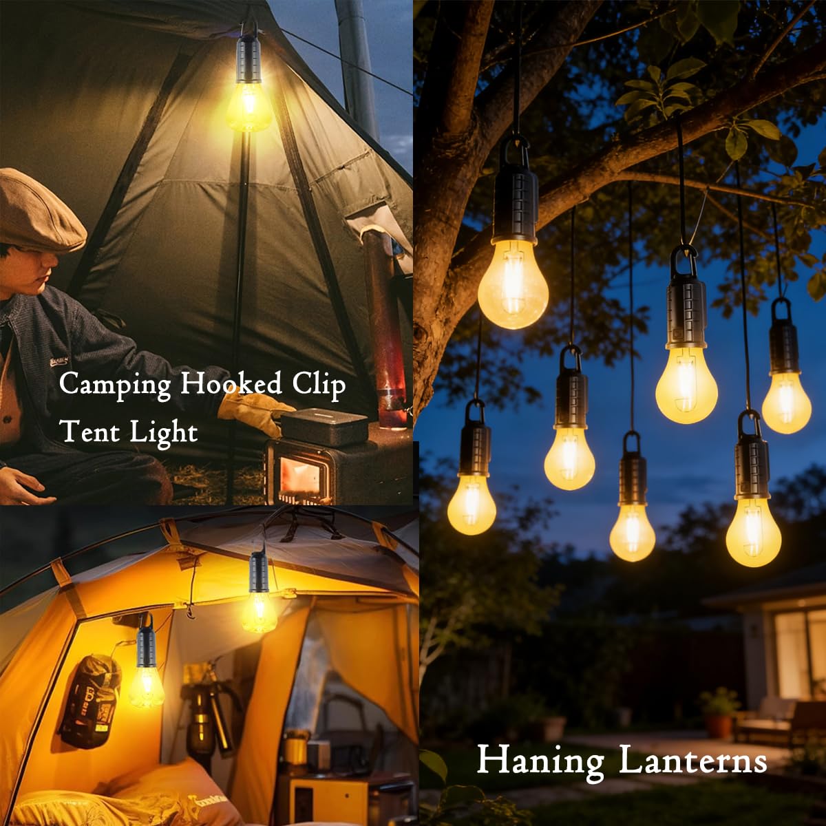 4 Pack Warm Solar Camping Lights LED Bulb Lanterns USB - MuMuLZRer Official Imagery - 7