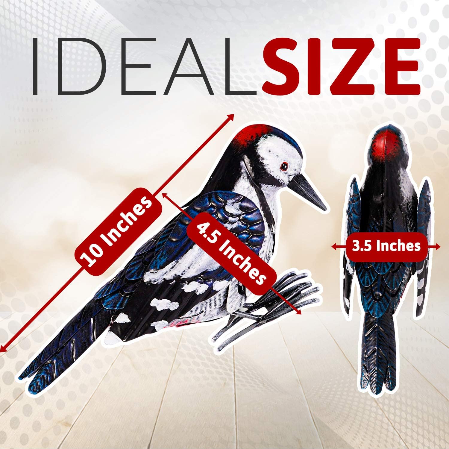 Shefio metal woodpecker bird figurine, outdoor garden statue, detailed bird sculpture for backyard decor and gifts