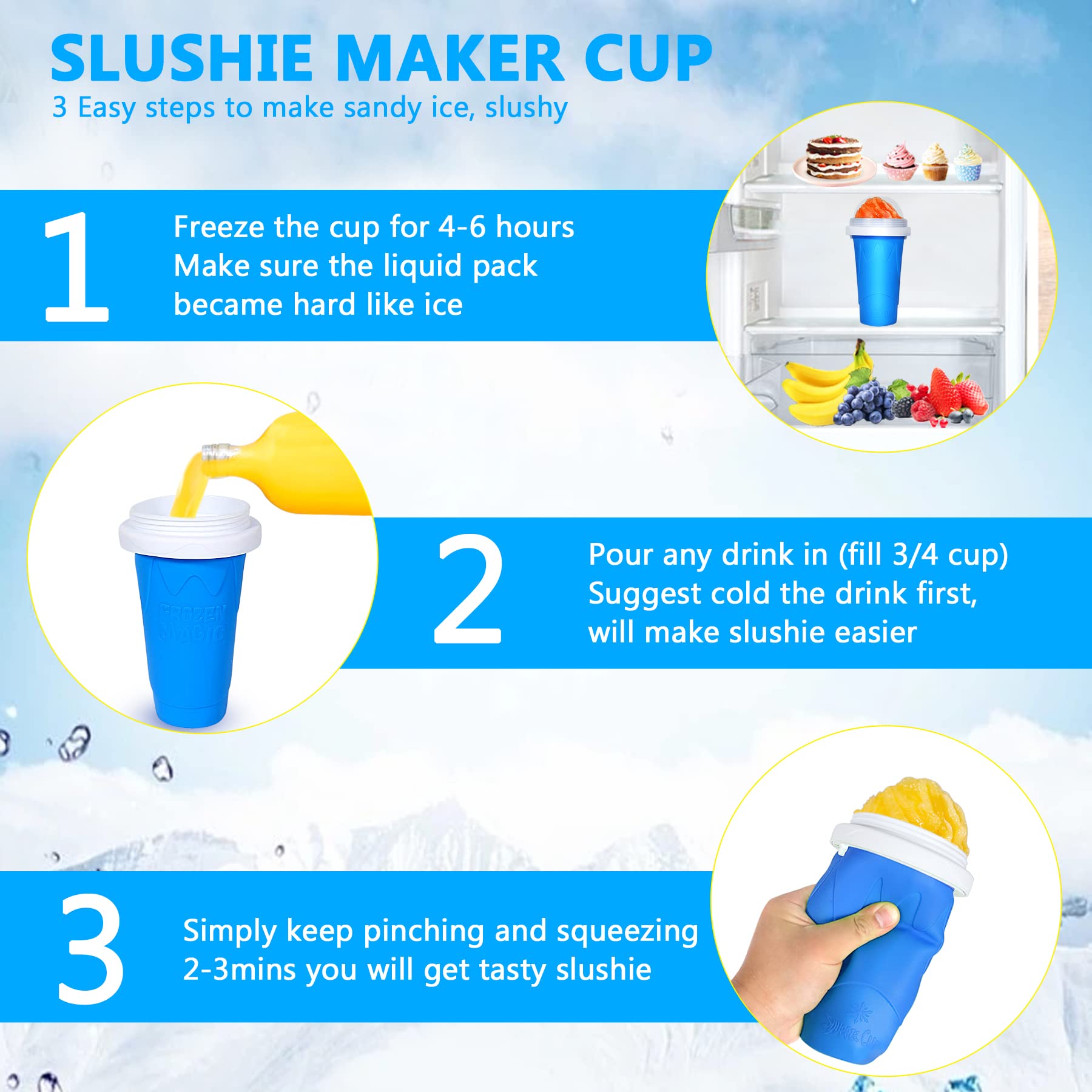Color Land Slushie Maker Cup Frozen Magic Squeeze Slushy Cup, Ice Crea - View 3