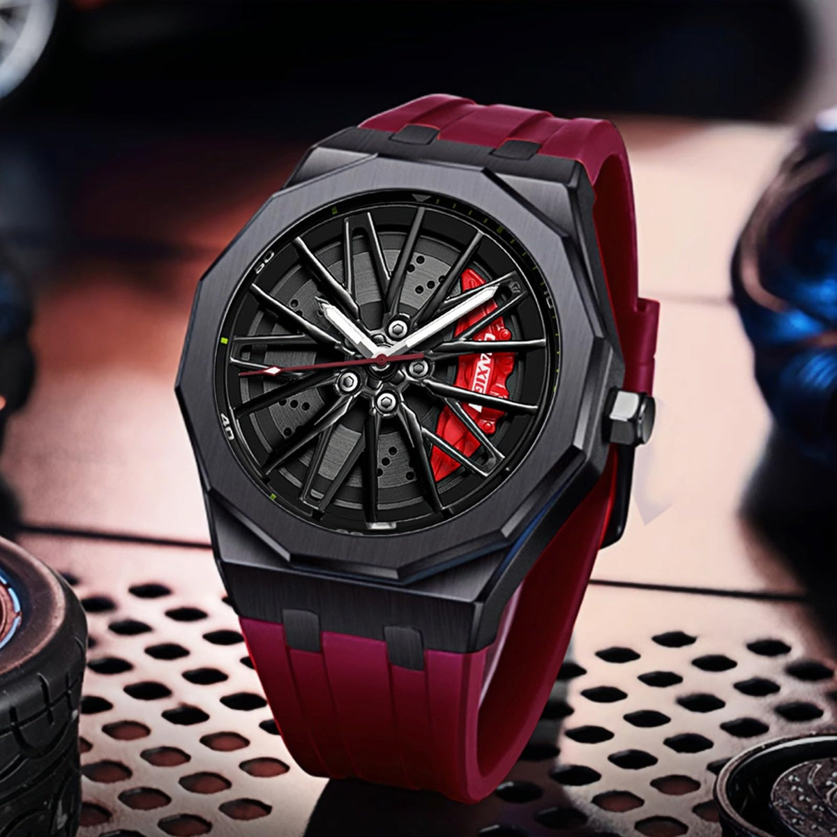 Gosasa Men s Cool Racing Wheel Watch 3D Spinning Car Rim - Gosasa Official Imagery - 4