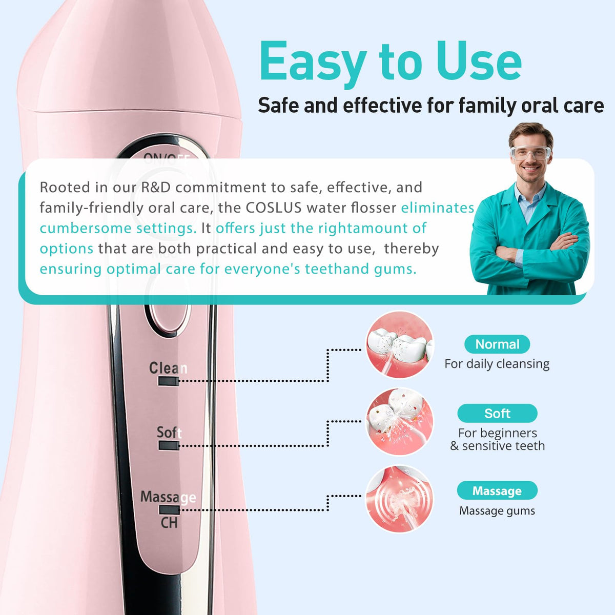 COSLUS ADA Accepted C20 Water Dental Flosser Pick - COSLUS Official Imagery - 6