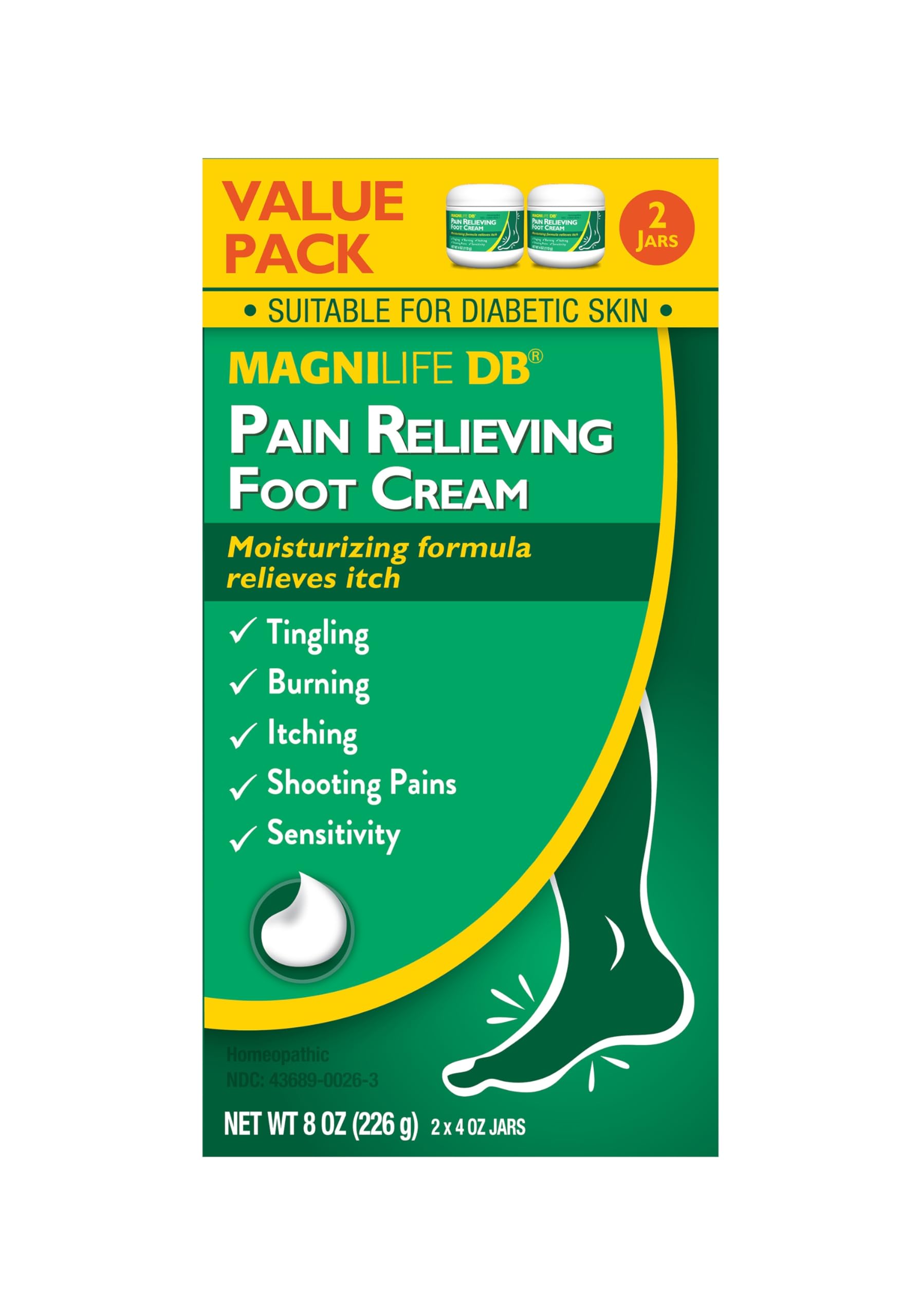 MagniLife Pain Relieving Foot Cream 4 oz – 2 Pack