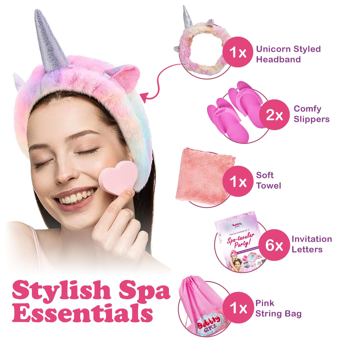 42 PCs Kids Spa Day Kit for Girls Ages 6 12 Waterfall Foot - Bubbly Girlz Official Imagery - 5