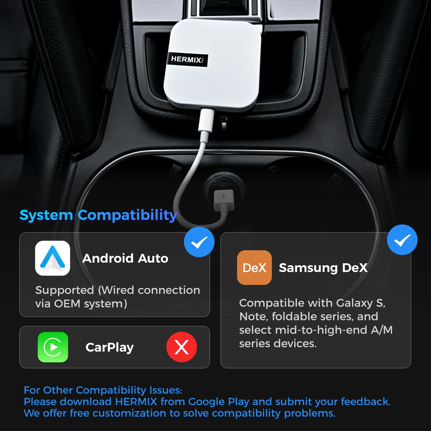 HERMIXPRO Android Auto Wireless Adapter Compatible with Samsung D by HERMIXPRO - Angle View 5