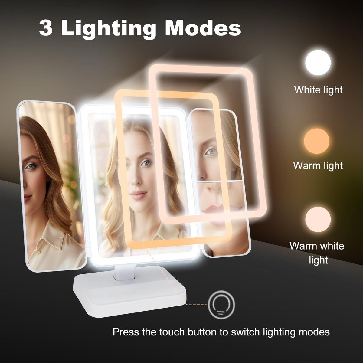 2026 Newly Upgraded Three Sided Folding Makeup Mirror - Premium Selection Official Imagery - 5